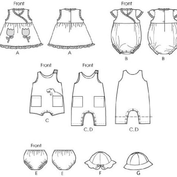 🛒 $6 Sewing Craft Pattern M6494 Infants' Dress, Rompers, Jumpsuit, Panties Hat - Picture 2 of 5